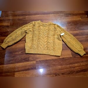 GOODTHREADS Camel Mustad Chunky Cable Knit Crew Neck Sweater Preppy Academia Y2K